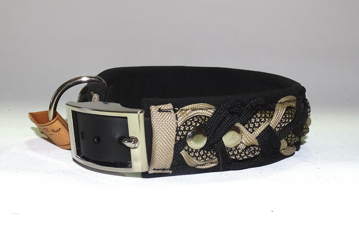 Paracordhalsband gepolstert Schwarz-Braun