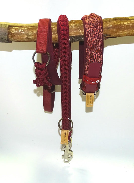 Paracordhalsband Softshell gepolstert Bordeaux verstellbar