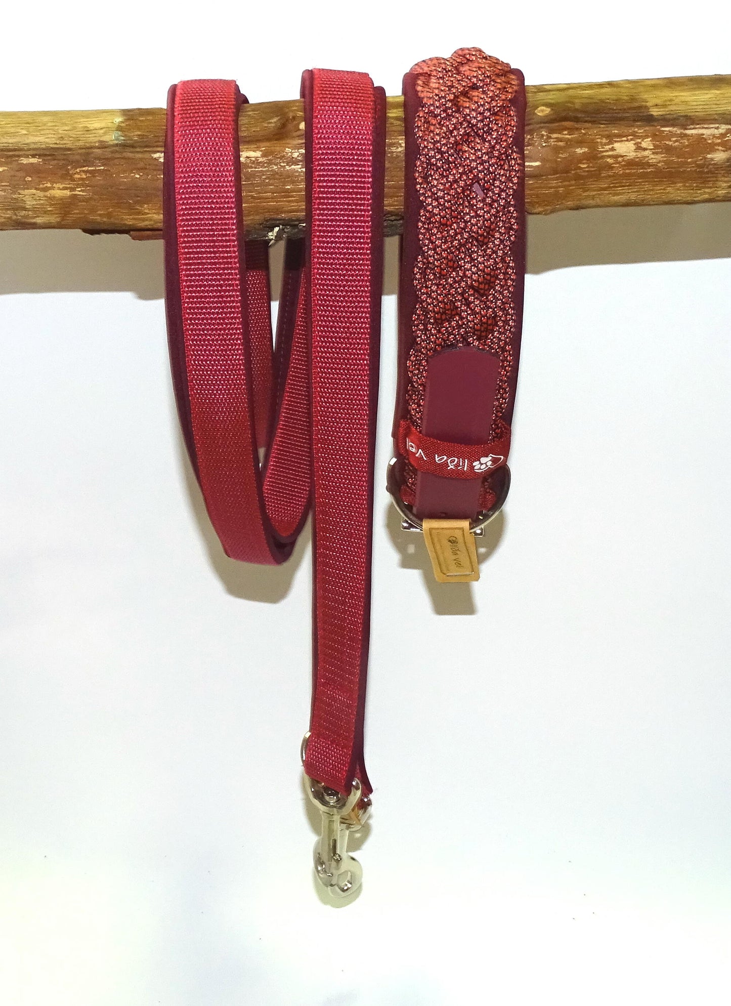 Paracordhalsband Softshell gepolstert Bordeaux verstellbar