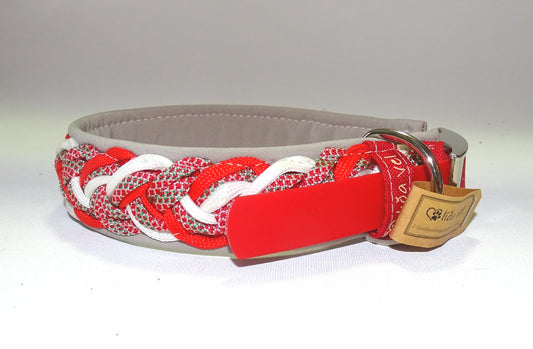 Paracordhalsband gepolstert Rot
