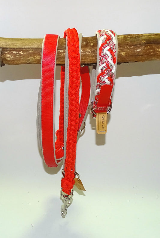 Paracordhalsband gepolstert Rot