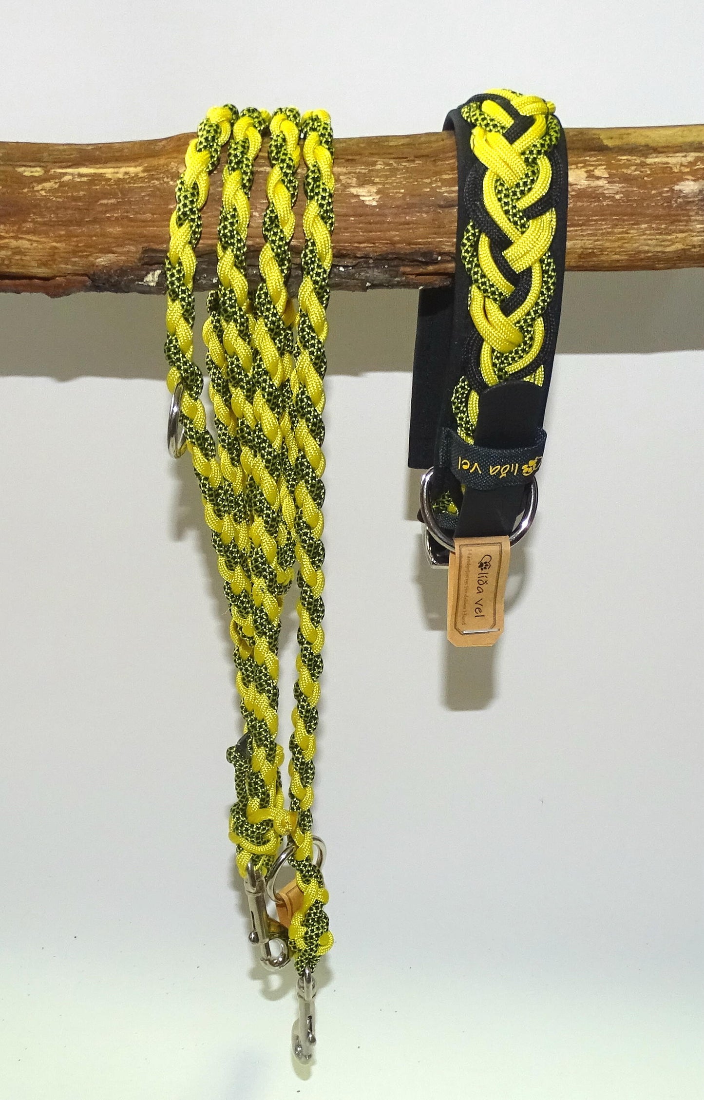 Paracordhalsband gepolstert Schwarz-Gelb