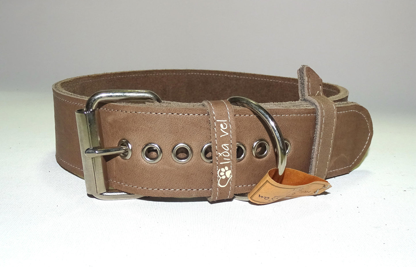 Fettlederhalsband Taupe