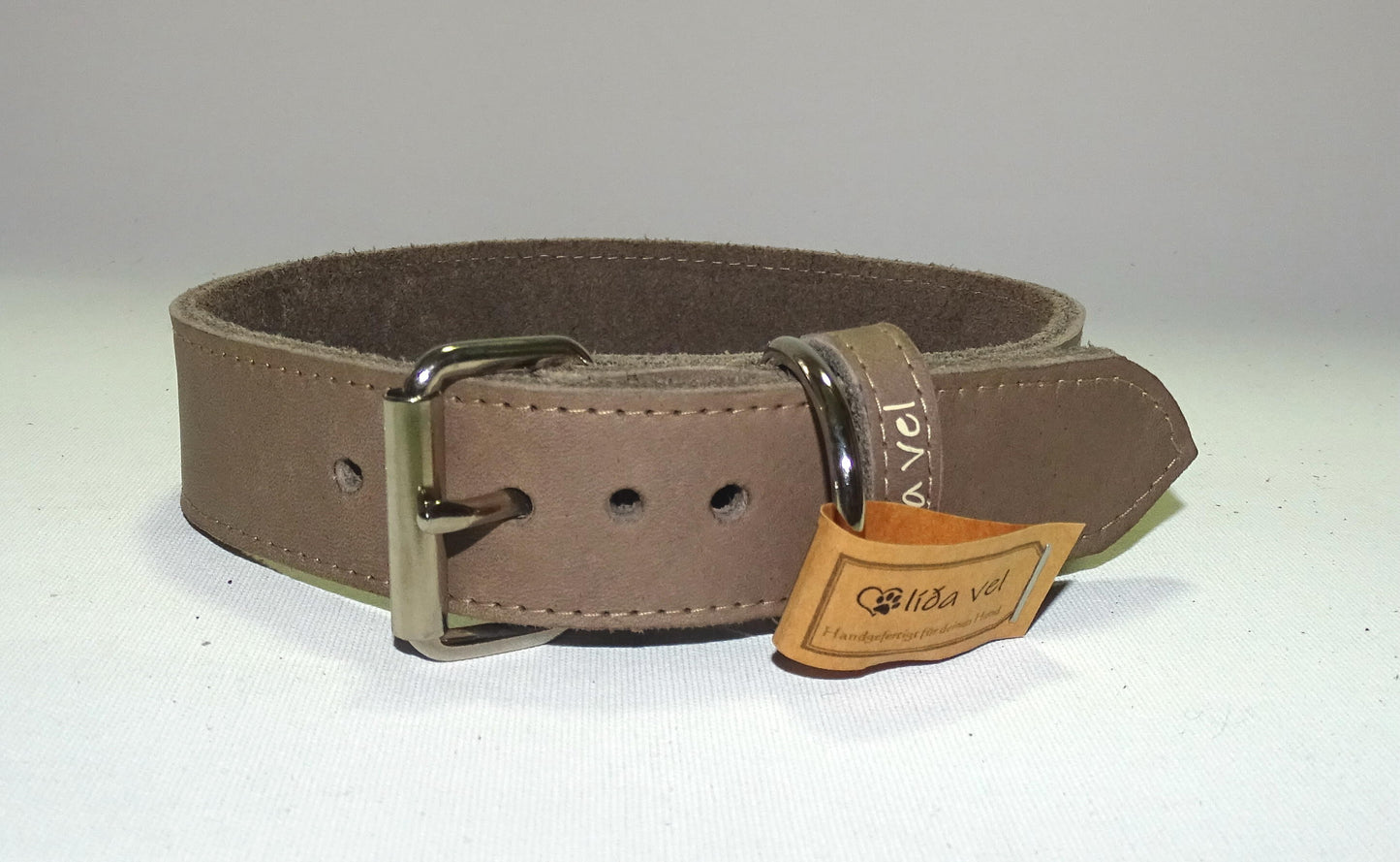 Fettlederhalsband Taupe