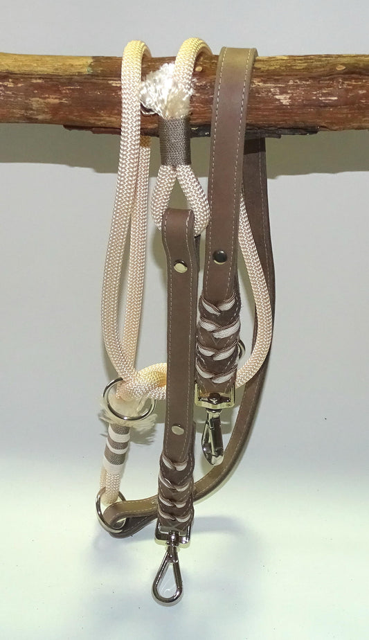 Fettlederhalsband Taupe