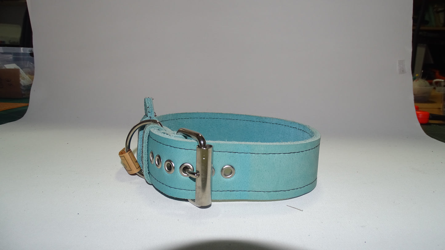 Fettlederhalsband Ice Blau
