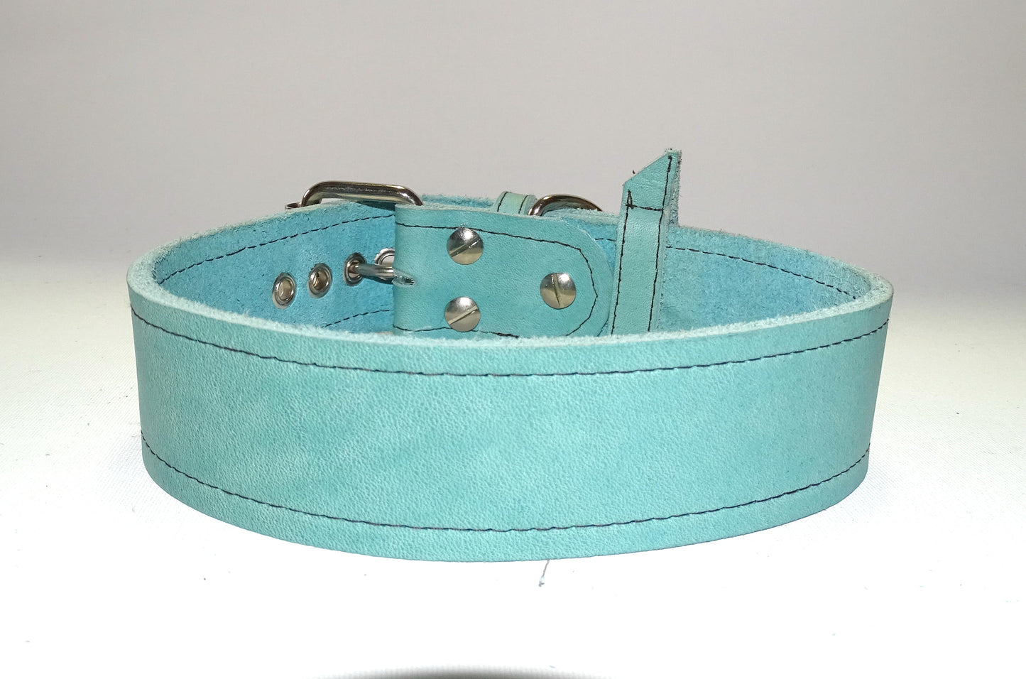 Fettlederhalsband Ice Blau