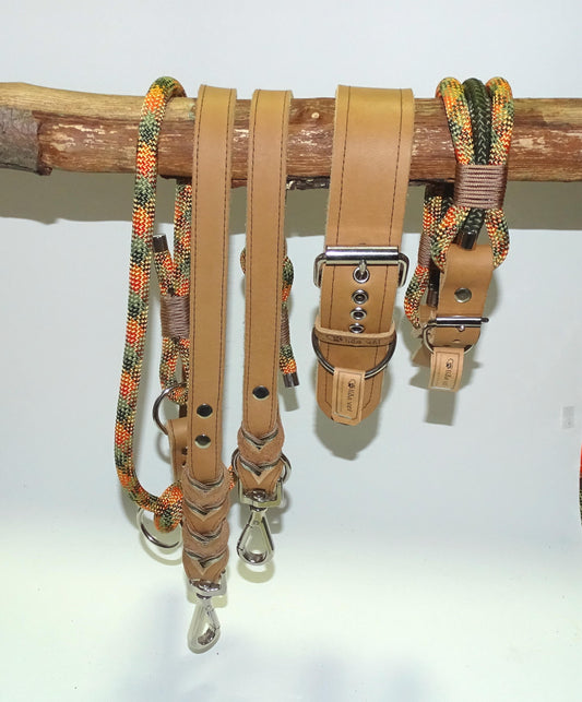 Fettlederhalsband Camel