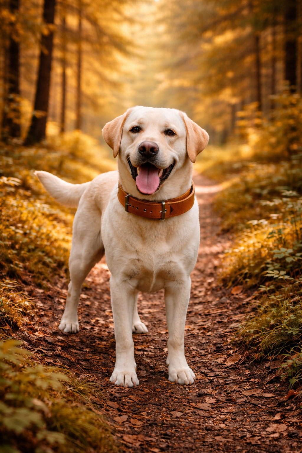 Fettlederhalsband Camel