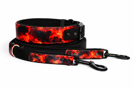 Alva gepolstertes Biothane Halsband Flammen verstellbar