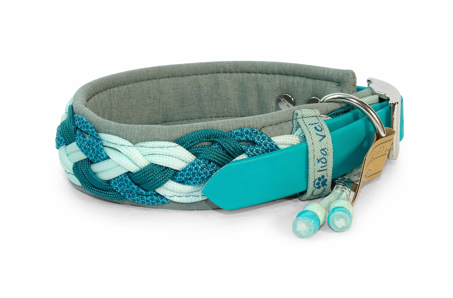 Paracordhalsband gepolstert in Teal-Mint verstellbar