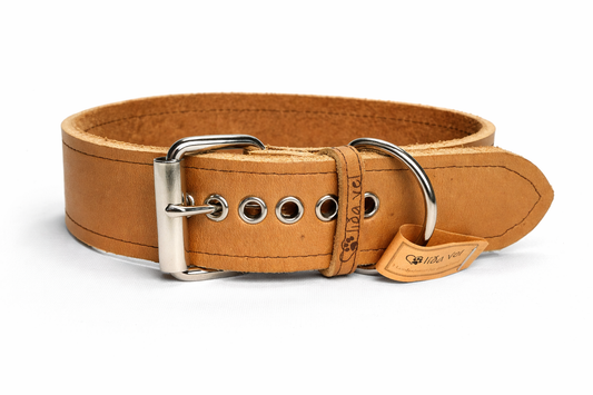 Fettlederhalsband Camel