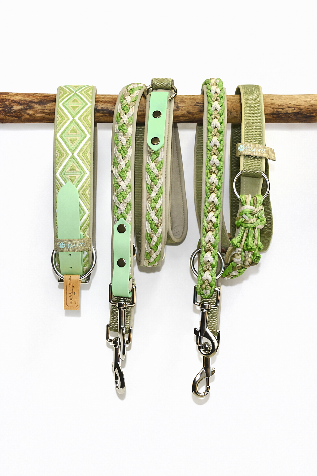 Hundehalsband gepolstert in grün verstellbar