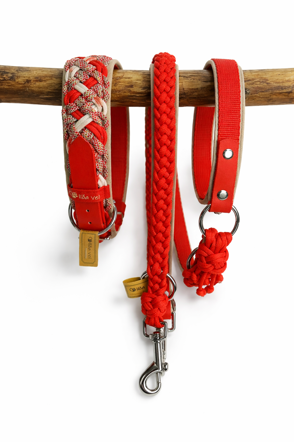 Paracordhalsband gepolstert in rot verstellbar