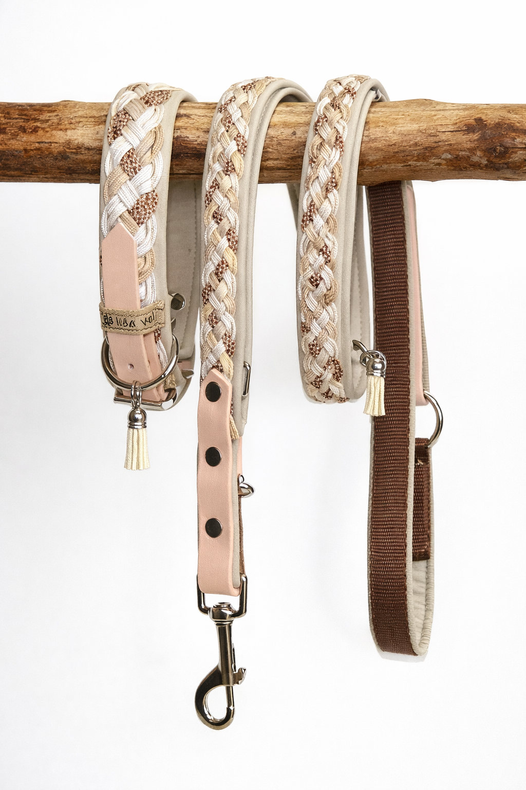 Paracordhalsband gepolstert in beige verstellbar