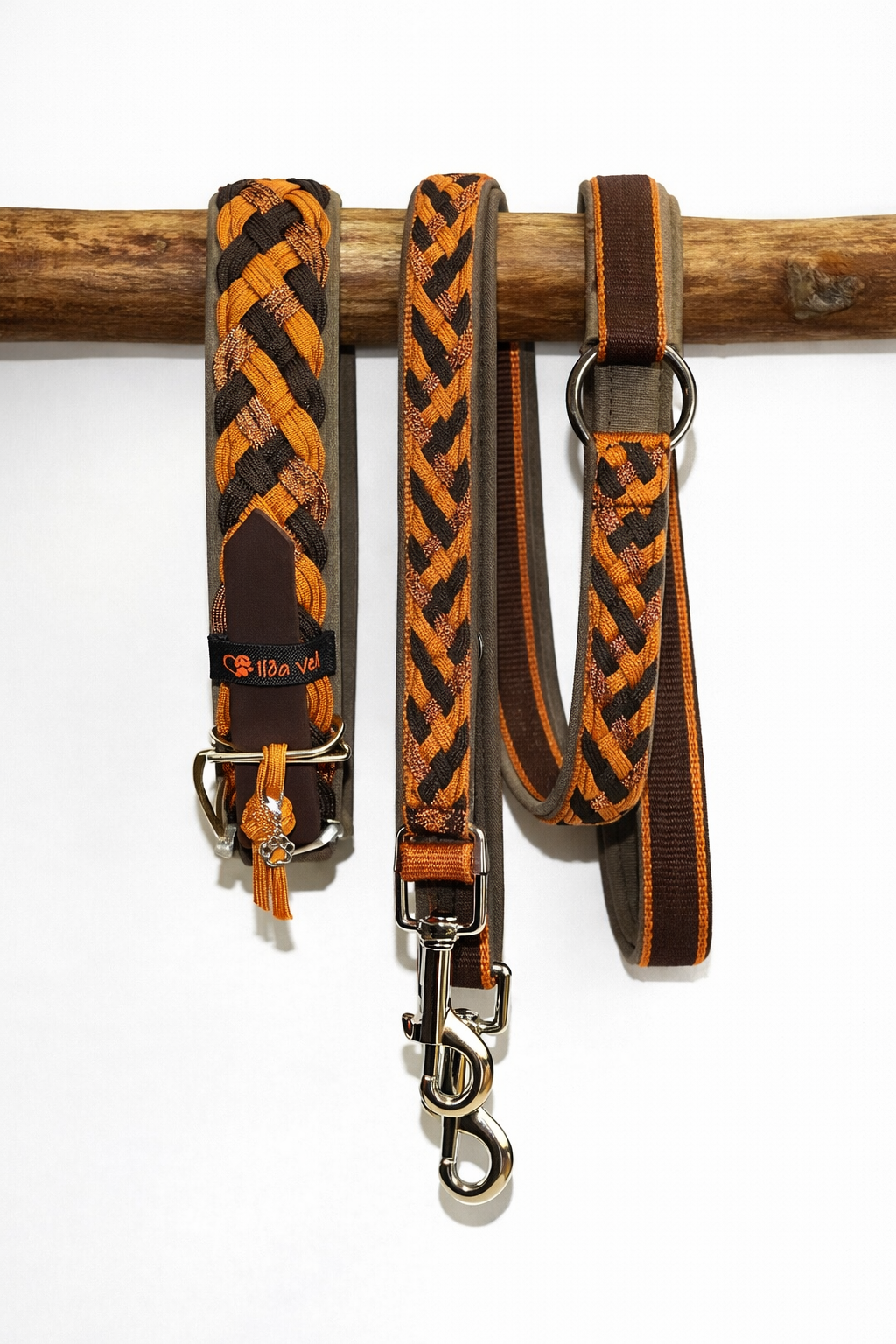 Paracordhalsband gepolstert in Cognac verstellbar