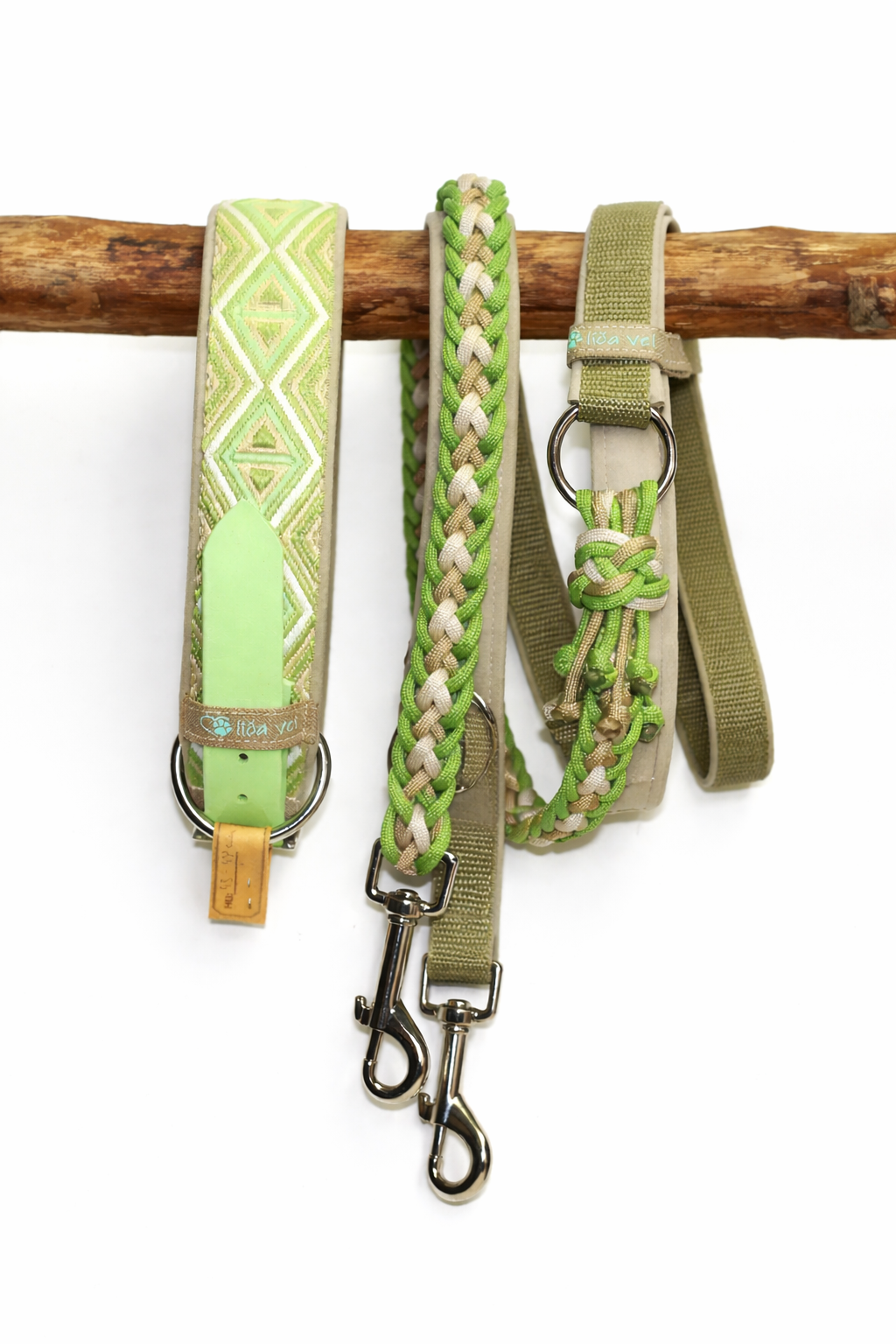 Hundehalsband gepolstert in grün verstellbar