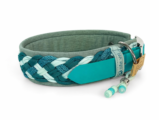 Paracordhalsband gepolstert in Teal-Mint verstellbar