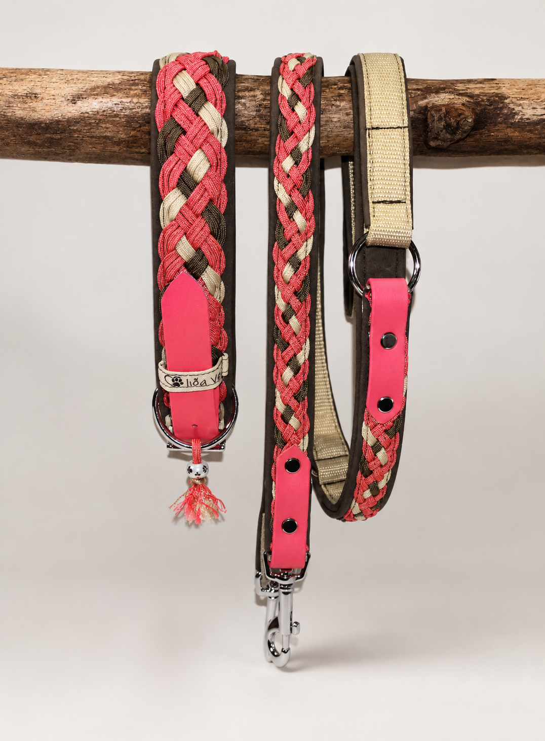 Paracordhalsband gepolstert in coralle verstellbar