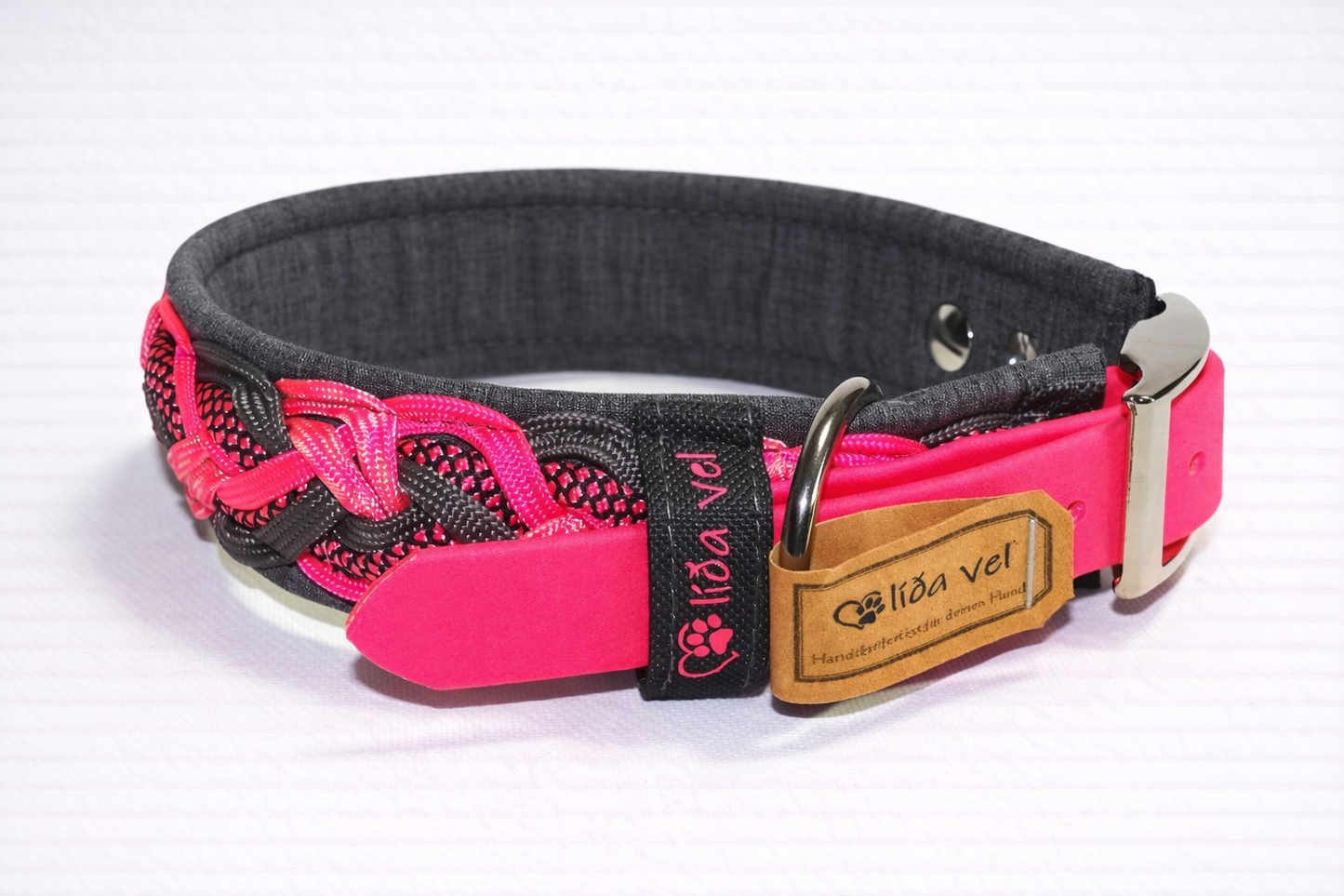 Paracordhalsband gepolstert in pink verstellbar