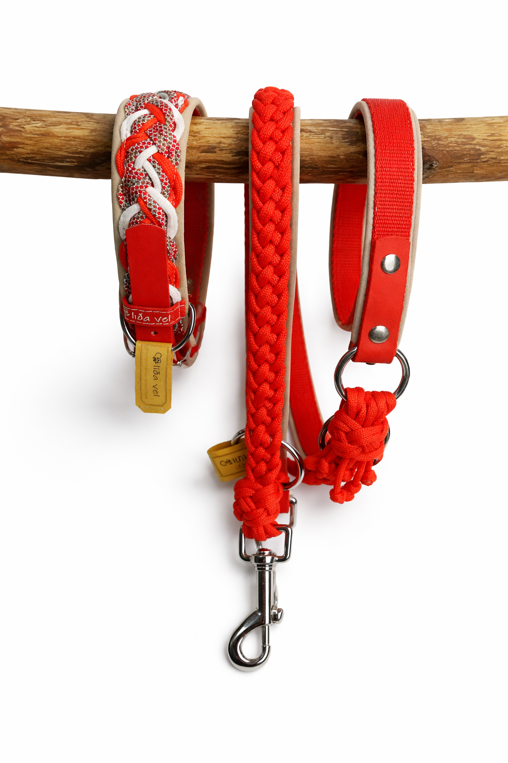 Paracordhalsband gepolstert in rot verstellbar