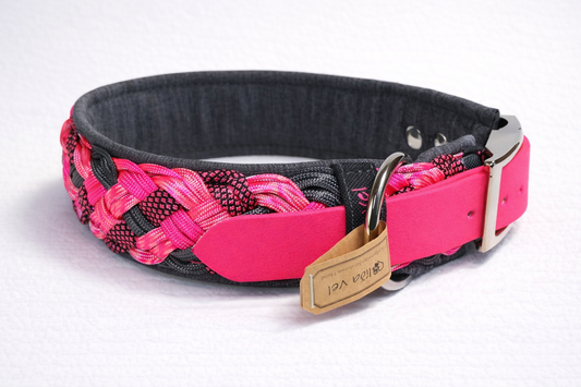 Paracordhalsband gepolstert in pink verstellbar