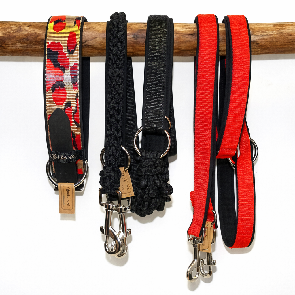 Hundehalsband gepolstert in Leo Rot verstellbar