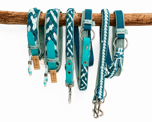 Paracordhalsband gepolstert in Teal-Mint verstellbar