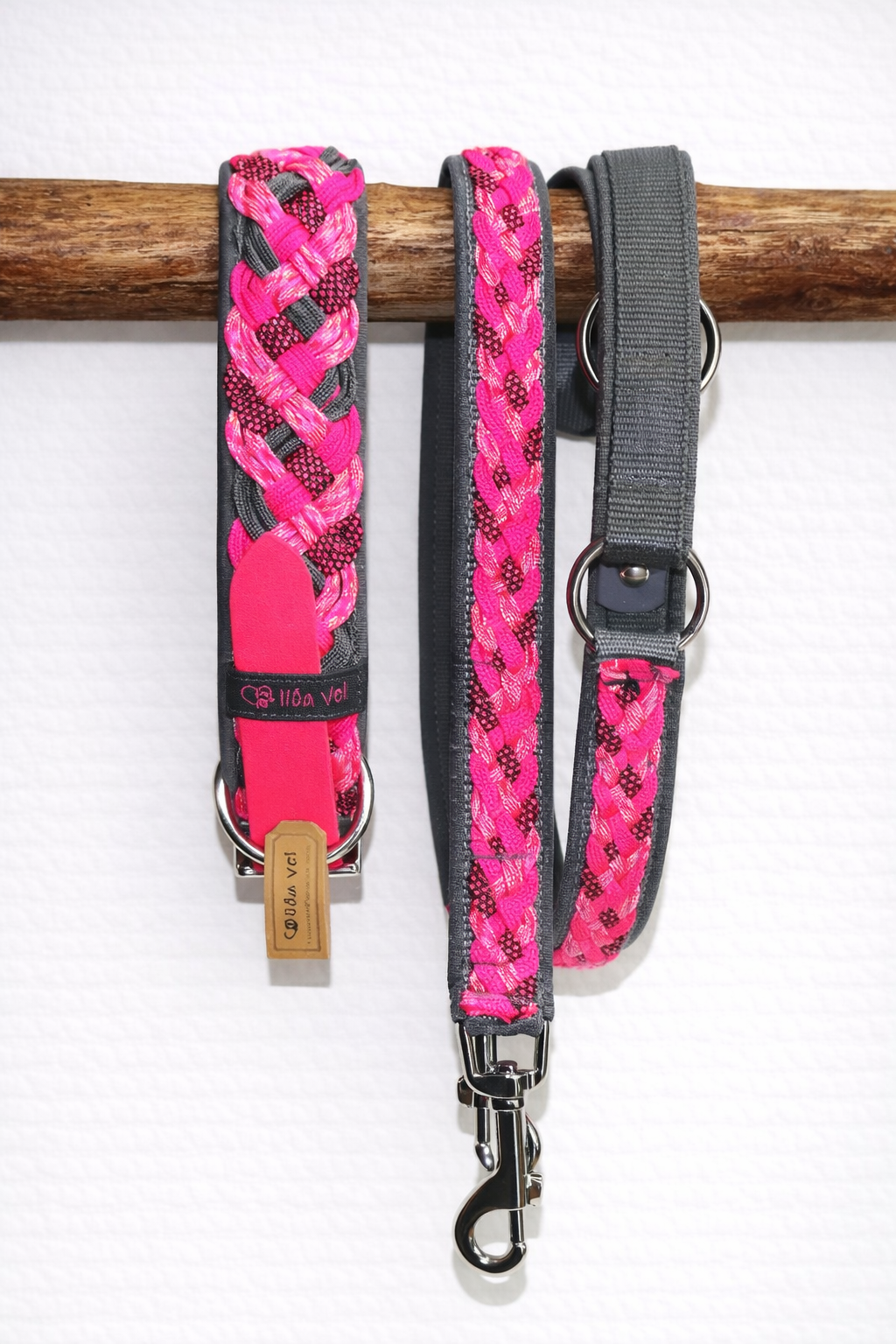 Paracordhalsband gepolstert in pink verstellbar