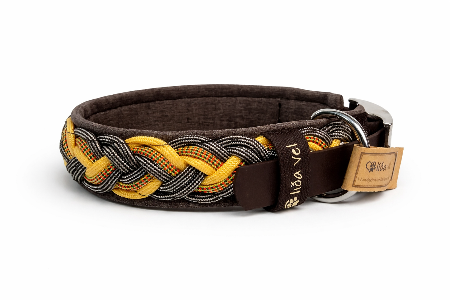 Paracordhalsband gepolstert in gelb-braun verstellbar