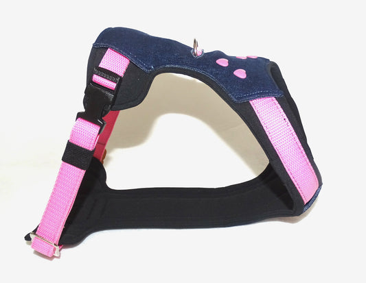 Gepolstertes Hunde Geschirr Größe M Jeans Rosa
